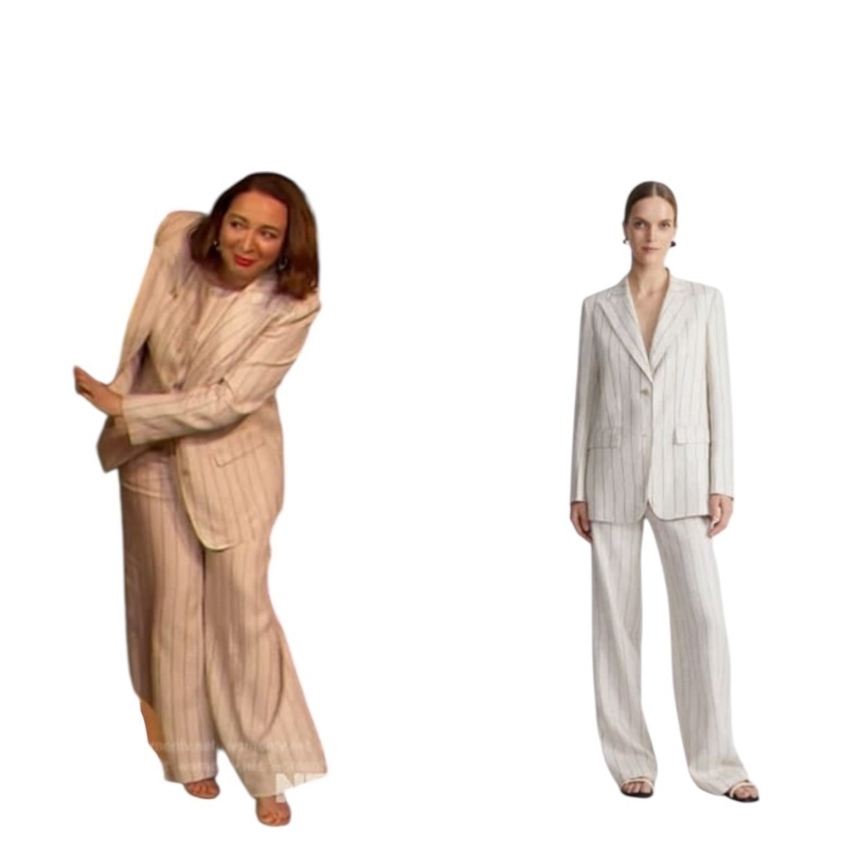 Lafayette 148 New York Sullivan Linen Pinstripe Wide Pants Pebble Multi 18 $698